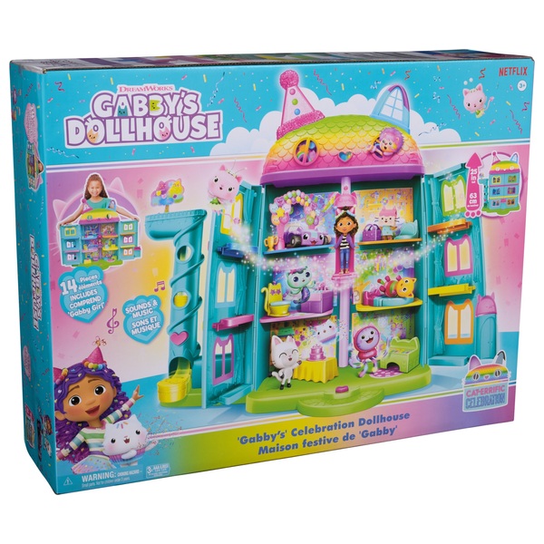 Gabby's Dollhouse Rainbow-Themed Celebration Doll House | Smyths Toys ...