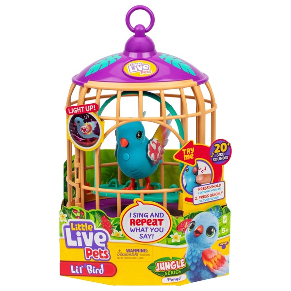 Little Live Pets Lil' Bird & Cage Jungle Series Pango Plush Toy ...