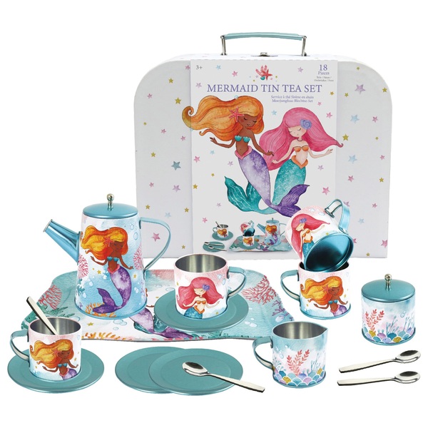 Mermaid tin tea set on sale