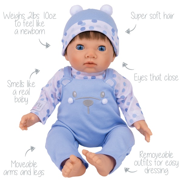 Tiny Treasures Baby Doll in Blue Bear Outfit | Smyths Toys UK