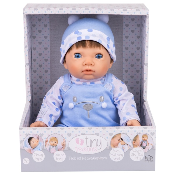 Tiny Treasures 44cm Weighted Baby Doll in Blue Bear Outfit