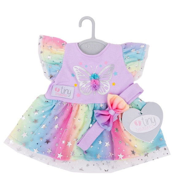 Tiny Treasures Baby Doll Clothes Butterfly Dress Outfit 44cm | Smyths ...