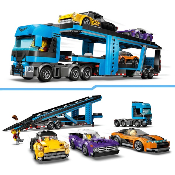 LEGO City 60408 Car Transporter Truck with Sports Cars Set | Smyths Toys UK