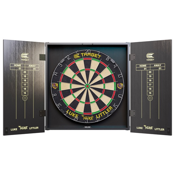 Luke Littler Dart Board and Cabinet Steel-Tip Brass Darts Set | Smyths ...