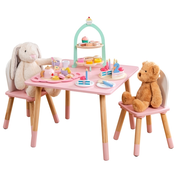 Ivy Lily Wooden 3 Piece Table and Chairs Set