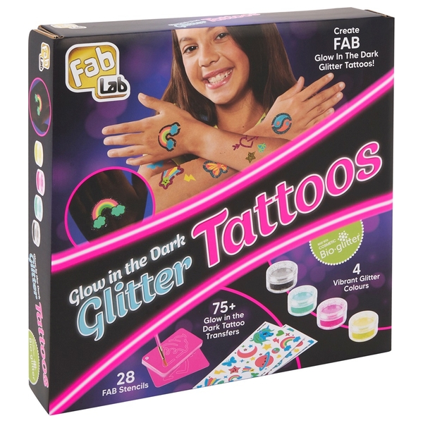 FabLab Glow in the Dark Glitter Tattoos Smyths Toys UK
