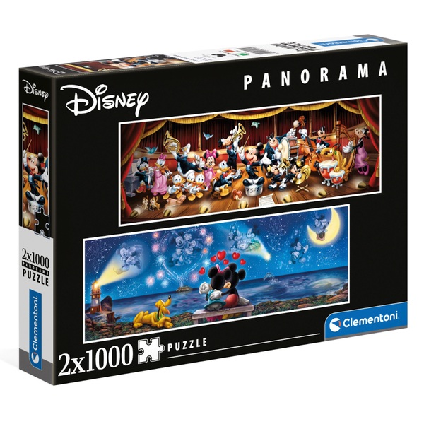 Clementoni Disney Mickey and Minnie 1000 Piece Panorama Jigsaw Puzzle 2 Pack