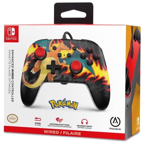 PowerA Nintendo Switch Enhanced Wired Controller Charizard Firestorm