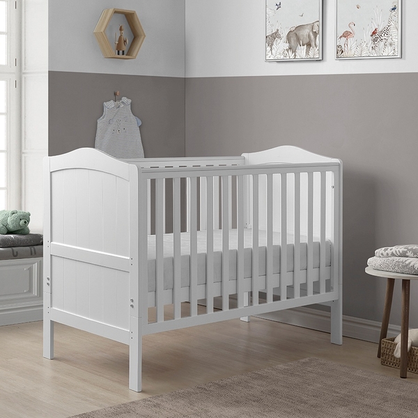 Nested Alexandra Mini Cot Bed with Teething Rails in White Smyths Toys UK