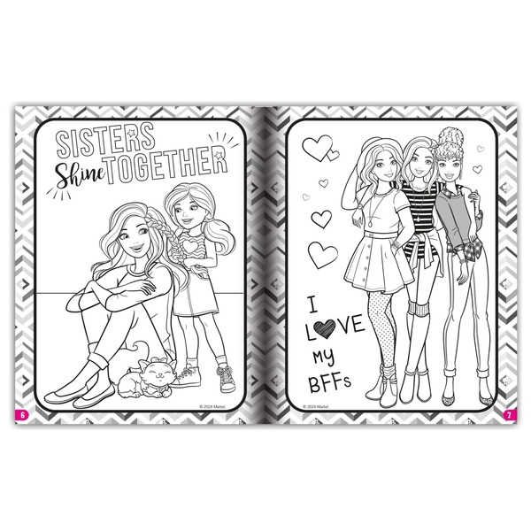 Barbie Colouring Pages Book and Stickers 4 Pack Activity Tin | Smyths ...