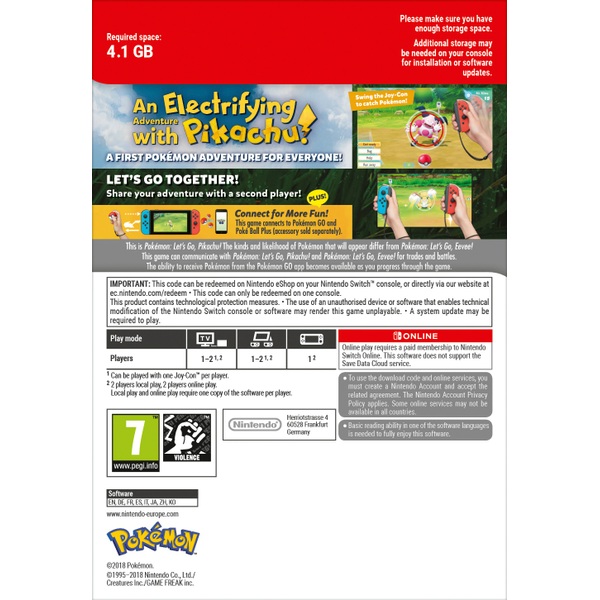 Pokémon Lets Go Pikachu Nintendo Switch Digital Download Smyths Toys Ireland