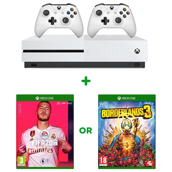 Xbox One S 1TB with Two Controllers & Any Game FIFA 20 Xbox One Console Bundles UK