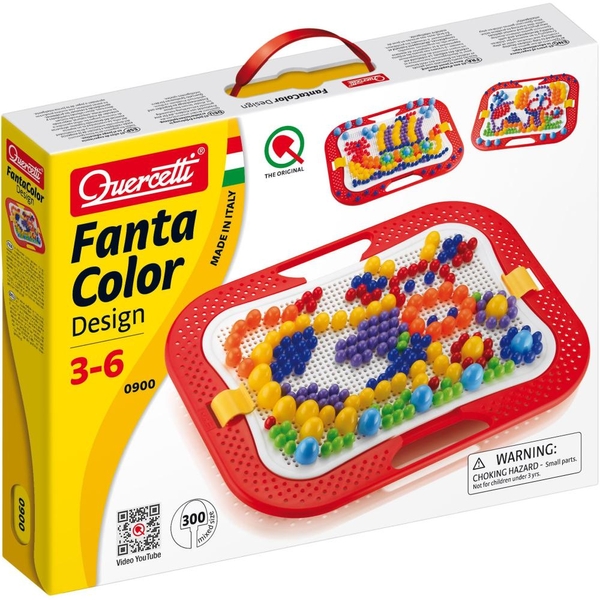 Quercetti Fanta Color Gross Buntes Steckspiel 0950 mit Transport box 