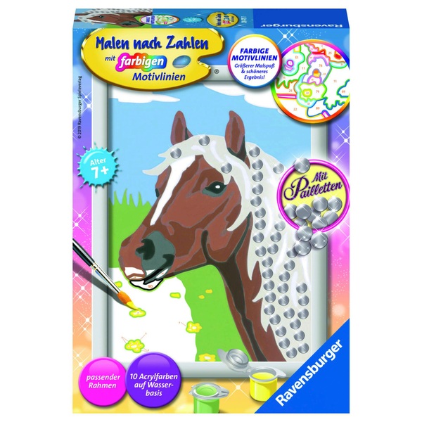 Ravensburger Malen nach Zahlen: Pferd mit Pailletten | Smyths Toys