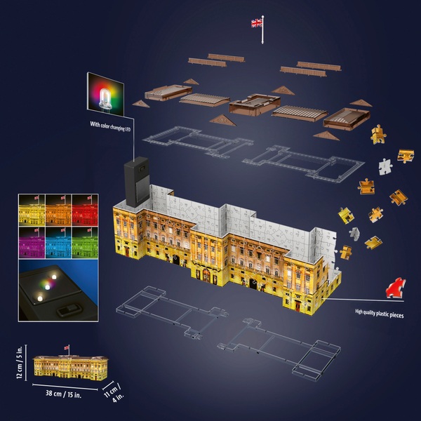 Ravensburger Buckingham Palace 3D Night Edition 216 Piece Jigsaw Puzzle