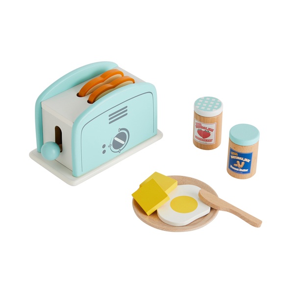 Set toaster en bois blanc et accessoires