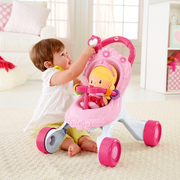 Fisher-Price Lauflern Puppenwagen mit Licht und Sound pink | Smyths Toys Deutschland