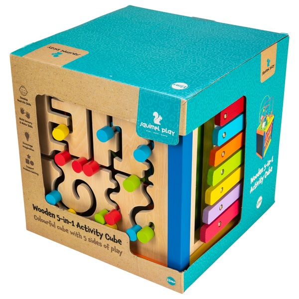 Squirrel Play - 5-in-1 Aktivitätswürfel, Holz - Kleinkind-Spielzeug