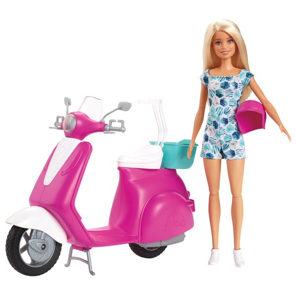 Barbie Puppe mit Scooter Smyths Toys Superstores