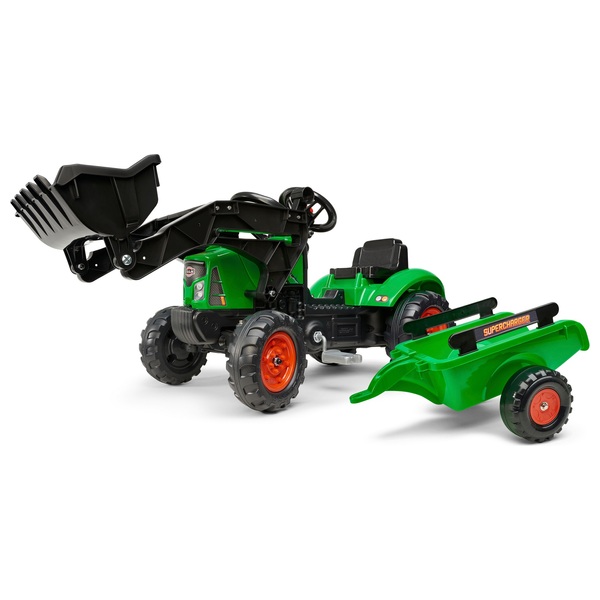 Falk - Traktor mit Frontlader und Anhänger, grün