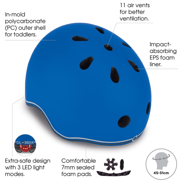 GLOBBER EVO Helm mit LED, blau