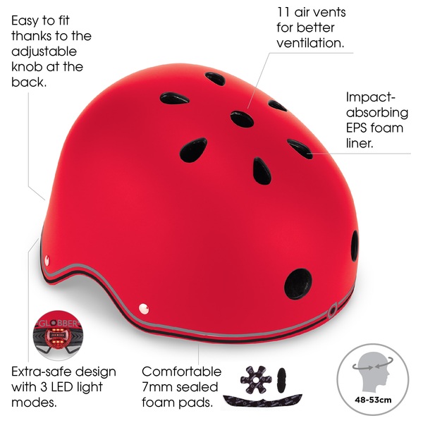 GLOBBER Primo Helm mit LED, rot