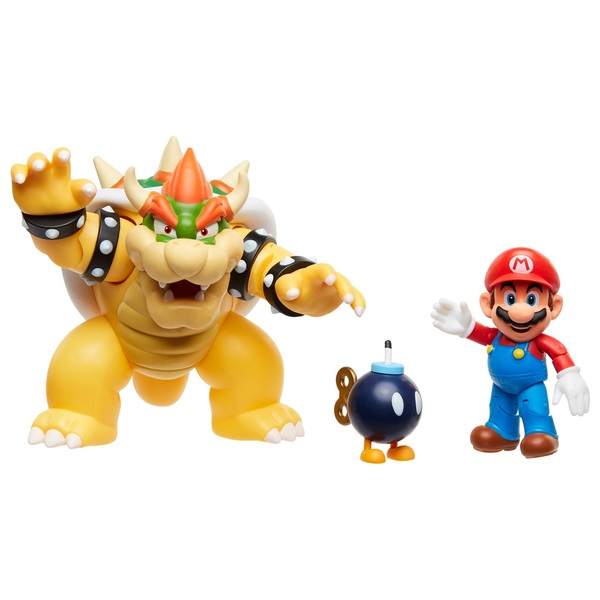 Nintendo Super Mario Figuren Mario vs. Bowser Spielzeugset mit Bob-Omb