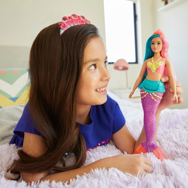 Barbie Dreamtopia Meerjungfrau Puppe Blau Pinken Haare Smyths Toys Superstores