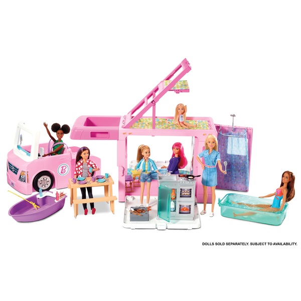 Barbie 3-in-1 Super Abenteuer-Camper mit Zubehör | Smyths Toys Superstores