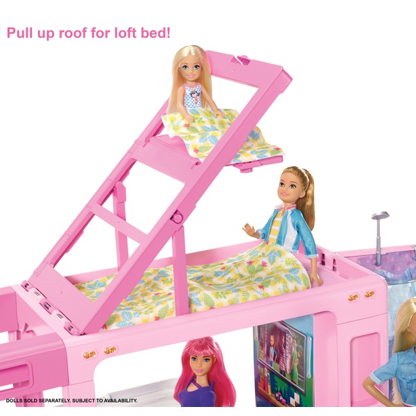 Barbie Camping Car 3 En 1 Barbie 3-in-1 Super Abenteuer-Camper mit Zubehör | Smyths Toys Superstores