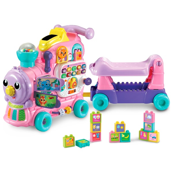 VTech Baby 4-in-1 Alphabet Train Ride On Pink Smyths Toys Ireland