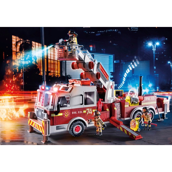 PLAYMOBIL City Action Set 70935: Feuerwehr-Fahrzeug US Tower Ladder ...