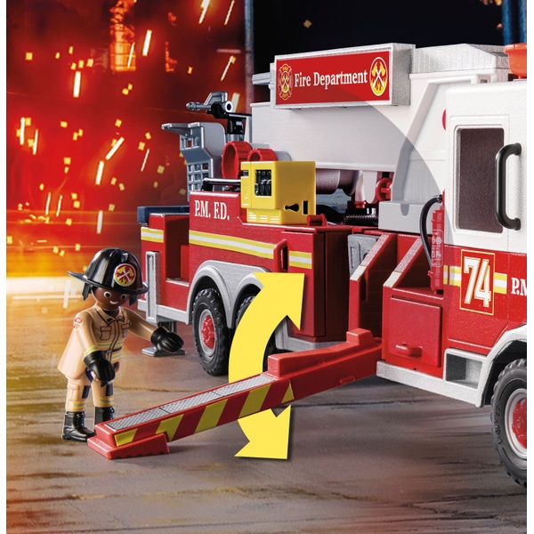 PLAYMOBIL City Action Set 70935: Feuerwehr-Fahrzeug US Tower Ladder ...