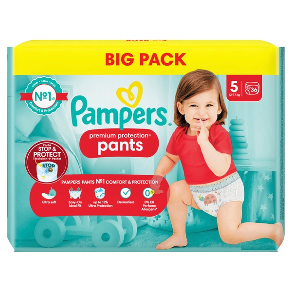 Pampers Premium Protection Pants Gr. 5 (12-17 kg) Big Pack 36 Stück
