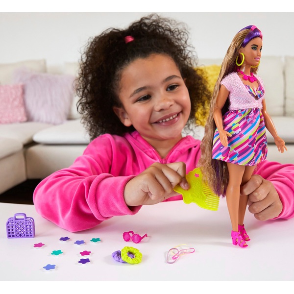 Barbie Totally Hair Puppe Brünett/pink Mit Styling-Zubehör | Smyths ...