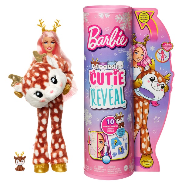 Barbie Cutie Reveal Puppe im Reh-Kostüm mit Farbwechsel (Winter Sparkle