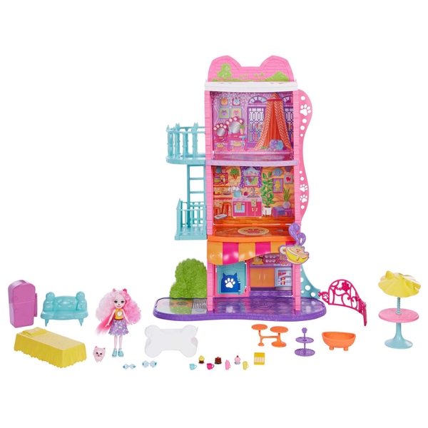 Enchantimals Stadthaus & Café Spielset mit Puppe und Tierfreund ...