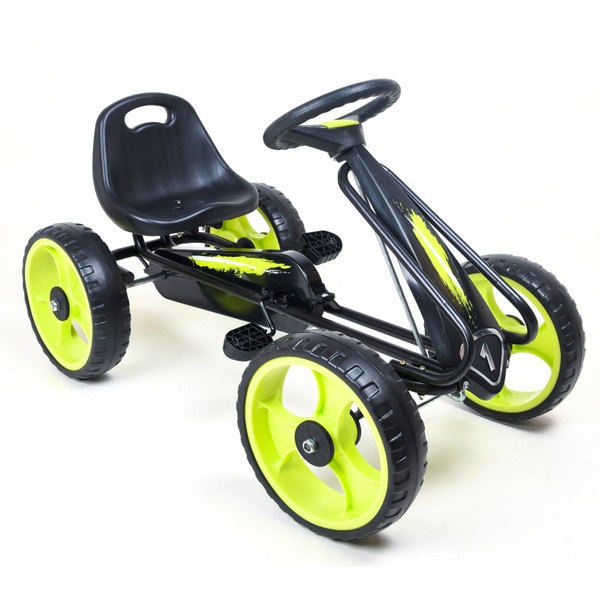Go Kart für Kinder mit großen Reifen schwarz/lime-grün