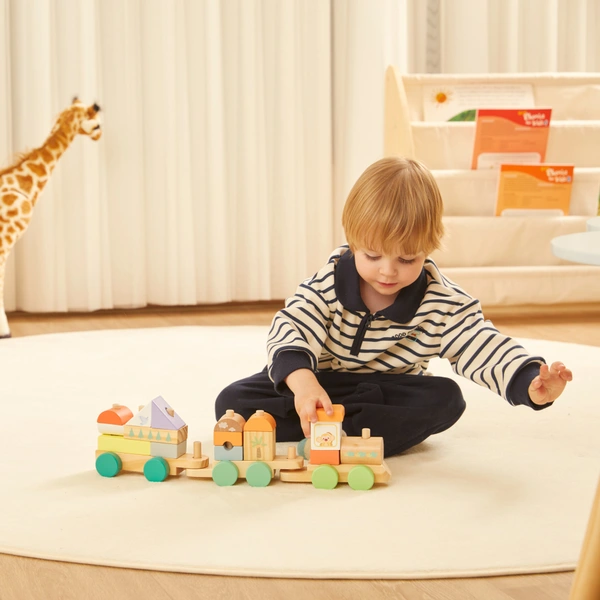 Green Toys Stack & Spell Train - 12 Piece Educational Toy For Toddlers 6 Months And Up