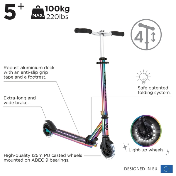 Globber Scooter FLOW ELEMENT LIGHTS Kinderroller mit LED Rädern ...
