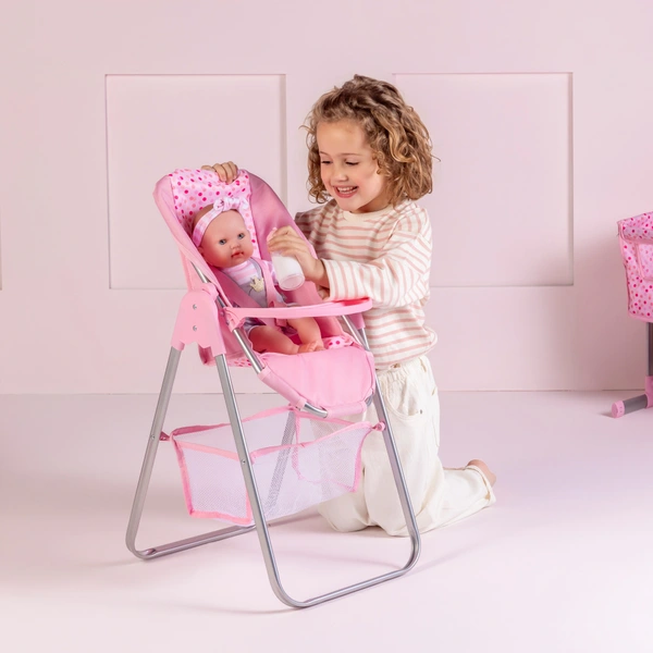 Chaise Haute Pour Poupée Oursons – Inclinable, Pliable, Avec Plateau Et Harnais – Dès 3 Ans