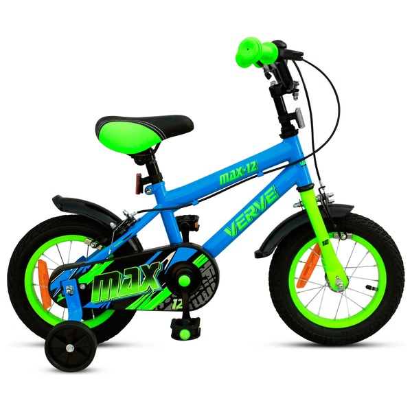 12 Zoll Kinderfahrrad Verve Max mit Stützrädern blau/grün | Smyths Toys