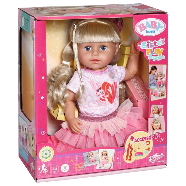 BABY born Puppe Sister Style & Play 43 cm | Smyths Toys Deutschland