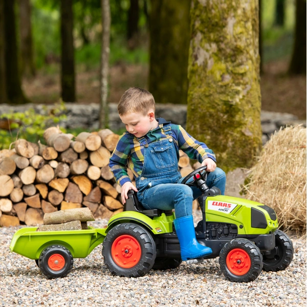 Tracteur Ride-On Avec Remorque Baroni Toys - Rose - 12-36 Mois - Klaxon, Sons, Phares & Outils