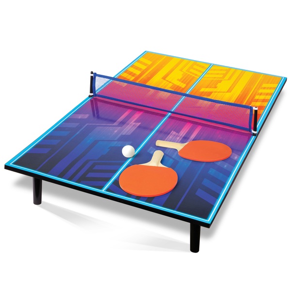 Mini Tischtennisplatte klappbar 100 cm Neon Series mit Tischtennisschlägern  | Smyths Toys Schweiz | Schläger