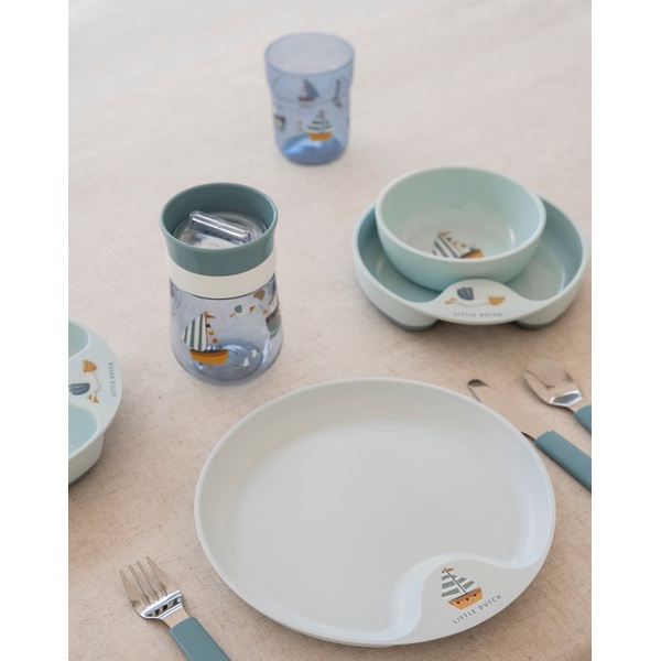 Mepal Mio - Baby Tableware Set - Flowers & Butterflies - 3 Pieces With Drinking Bottle, Learning Plate And Learning Spoon - Ideal Birth Gift - Dishwasher Safe