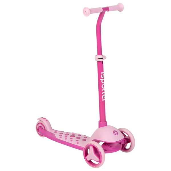 RicoKids Kinderstep, driewieler voor kinderen, kinderstep met lichtgevende wielen, opvouwbaar, 3-traps hoogteverstelling, 27,5 x 56,5 x 15 cm, roze