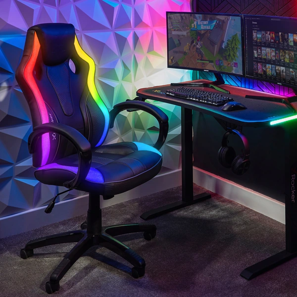 X Rocker RGB Gaming-Stuhl Cobra mit LED-Beleuchtung, schwarz