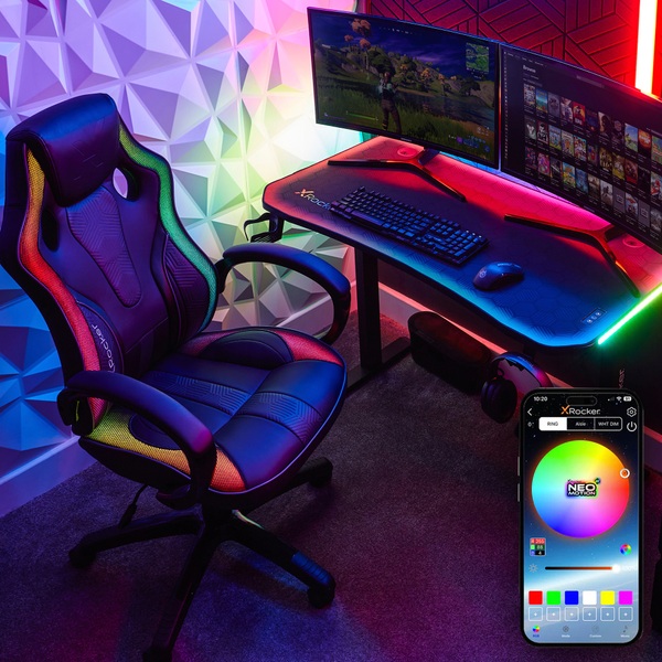 X Rocker RGB Gaming-Stuhl Cobra mit LED-Beleuchtung, schwarz | Smyths ...