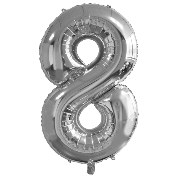 Amscan Mini Folienballon Zahl 8 In Silber – 20x35 Cm, Mit Helium Oder Luft Befüllbar